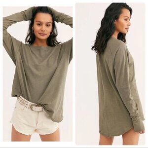 Free People Long Sleeve Olive Green Arden Tee